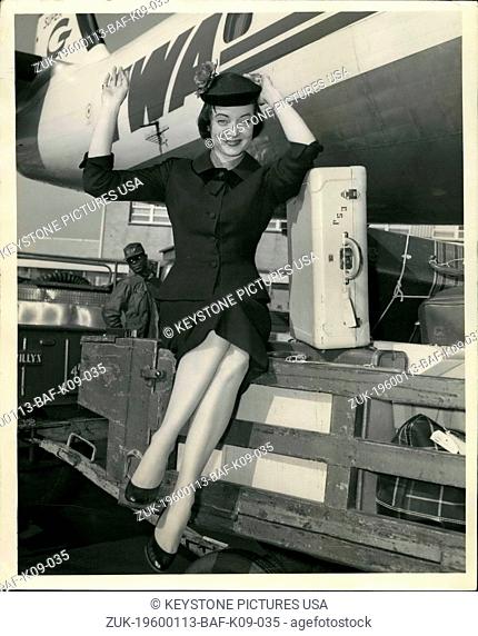 1959 - Bachelor Party girl arrives: Hollywood actress Carolyn Jones arrives in New York via TWA to publicize her new motion picture 'The Bachelor Party'