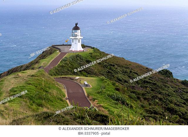 Lighthouse on the north-westernmost point of New Zealand, Cape Reinga, Northland Region, New Zealand