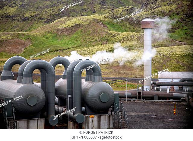 THE HELLISHEIDI GEOTHERMAL PLANT, THE BIGGEST IN ICELAND, HENGILL, ICELAND, EUROPE