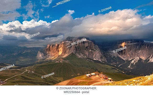 Panoramic view of Sella group mountain