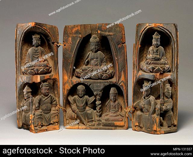 Portable Shrine with Buddhist Deities, Guardians and Donors. Period: Ming dynasty (1368-1644); Date: 16th-17th century; Culture: China; Medium: Wood (linden)...