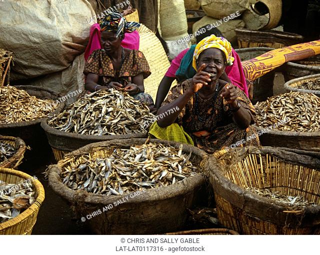 Mopti is the region's commercial center and Mali's most important port. The market is near the harbour where local women sell dried fish among many other goods