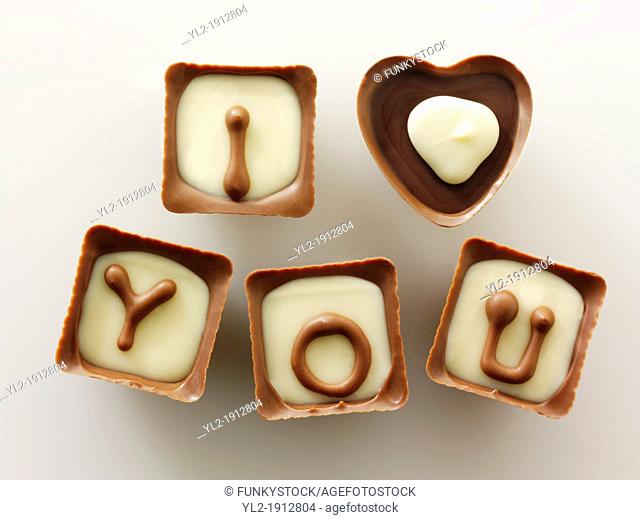 ' I love you ' chocolates stock photos for Valentines or any love message