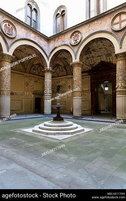 First courtyard of the Palazzo Vecchio, designed by Michelozzo and Vasari and accessed from the main door on Piazza della Signoria