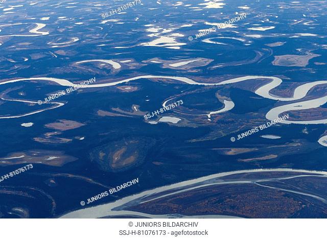 Aerial view on the Yukon river. United States, Alaska, Arctic National Wildlife Refuge, North Slope Borough