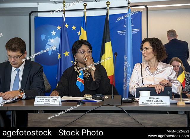 European Commissioner for Crisis Management Janez Lenarcic, DRC Congo Gisele Minister for Gender, Family and Children Ndaya Luseba and Belgian Foreign minister...