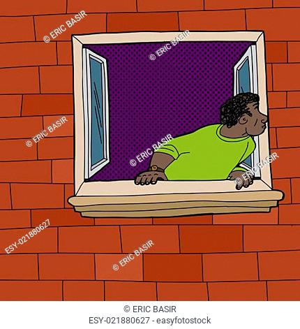 Black Man Looking Through Window
