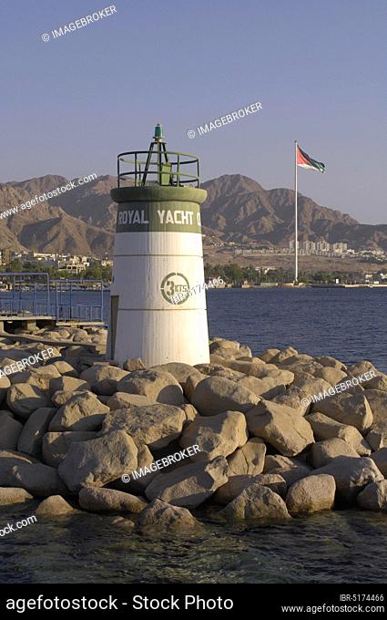 Beacon, Entrance to Royal Yacht Club, Aqaba, Jordan, Asia Minor, Aqaba, Asia