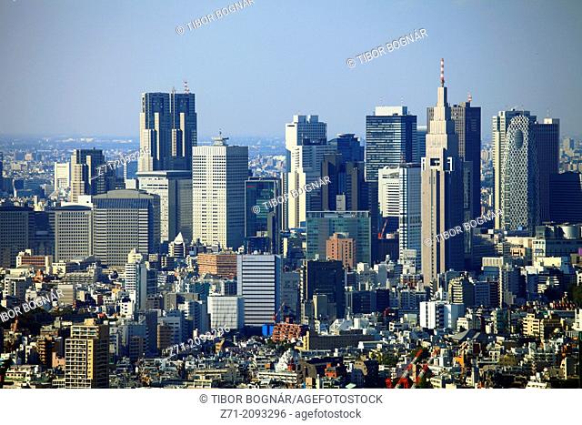 Japan, Tokyo, Shinjuku, skyline, general aerial view,