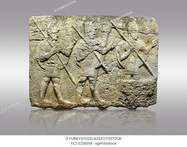Picture & image of Hittite monumental relief sculpted orthostat stone panel of a Procession. Limestone, Karkamis, (Kargamis), Carchemish (Karkemish)