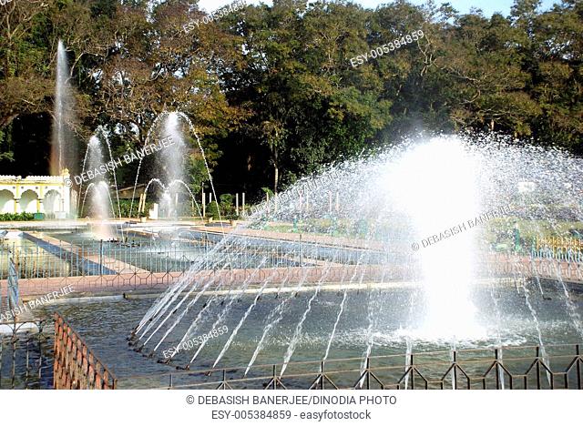 Fountain in Brindavan Vrindavan garden ; Mysore ; Karnataka ; India