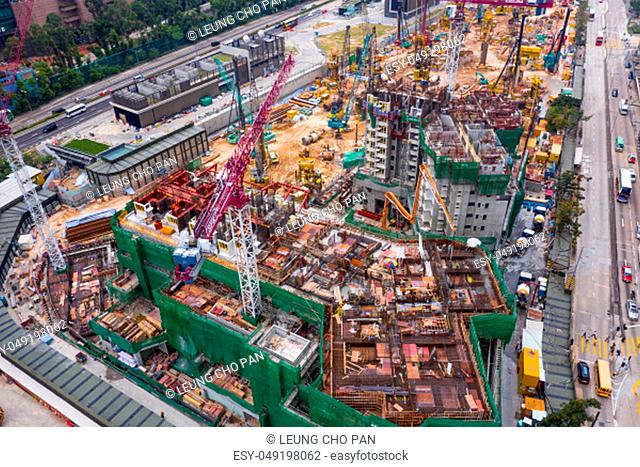 Diamond Hill, Hong Kong 11 April 2019: Top down view of construction site in diamond hill in Hong Kong