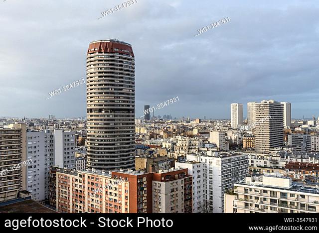 Paris, France - December 22, 2018: Paris cityscape taken from Apparteo Palatino Hotel in Paris, France