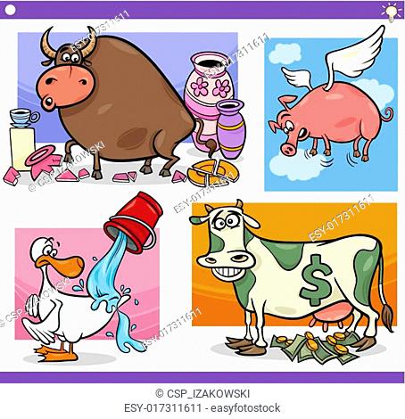 Bull in a china shop cartoon Stock Photos and Images | agefotostock