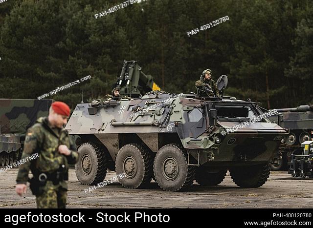 Fuchs armored transport vehicle of the Bundeswehr, photographed as part of a capability show at the Bundeswehr armed forces base in Mahlwinkel, March 16, 2023