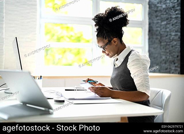African American Executive Manager Accountant Using Computer