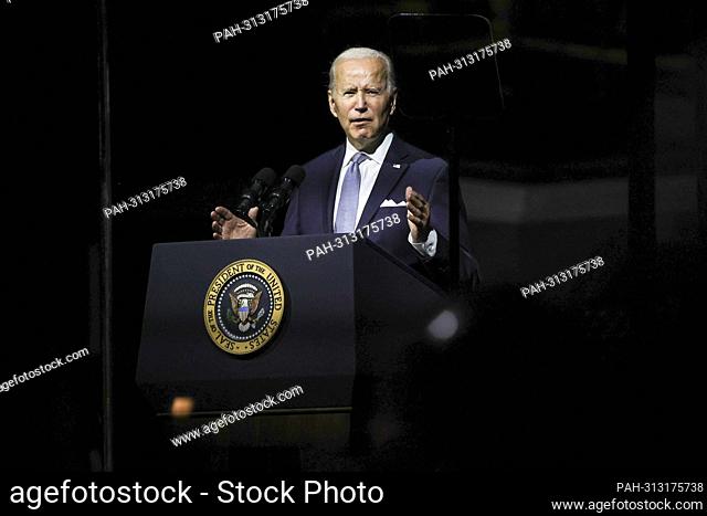 United States President Joe Biden delivers a primetime speech on the €˜Continued Battle for the Soul of the Nation€™ at the Independence National Historical...