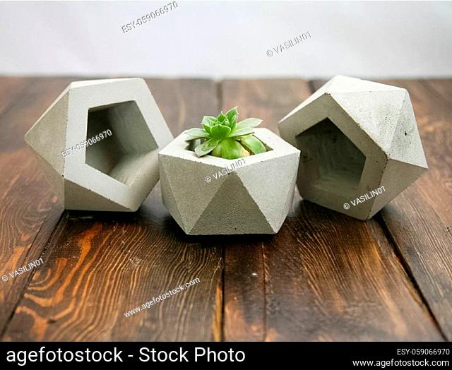 Hexagonal stone pot for flowers. Hexagonal stone pot for flowers