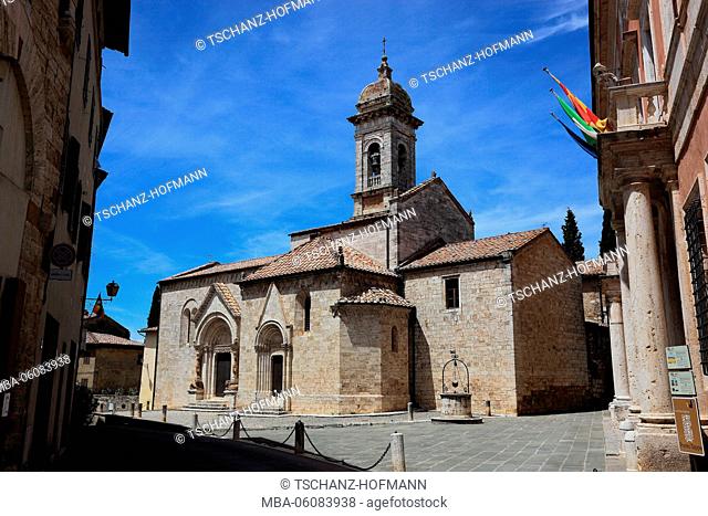 Italy, in the historical village San Quirico d'Orcia, church of Collegiata, Tuscany