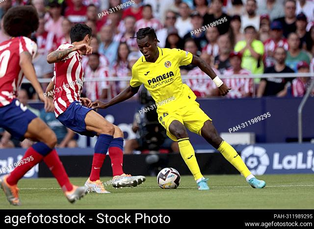 Madrid, Spain; 21.08.2022.- Jackson (R) player of Villarreal Atlético de Madrid vs Villarreal Spanish La Liga soccer match on matchday 02 of the 2022-2023...