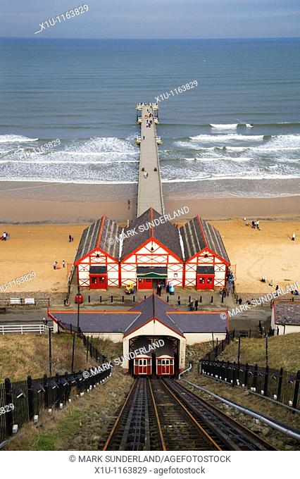 The Cliff Tramway and Pier Saltburn Cleveland England
