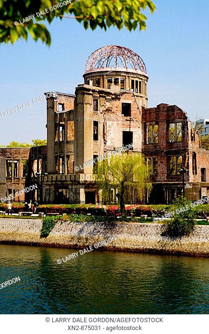 Japan. Hiroshima at Atomic Bomb ground Zero. Only building left standing. Now part of the Peace Park shrine