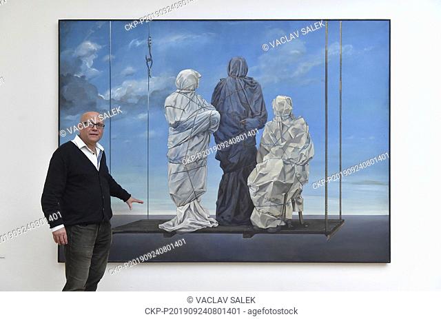 Family Portrait (1976), piece by Czech artist Theodor Pistek, is seen during his exhibition named ANGELUS, in Brno, Czech Republic, on September 24, 2019