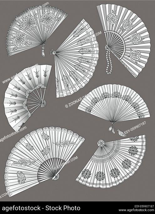 Bright traditional ethnic asian hand fan Vector Image