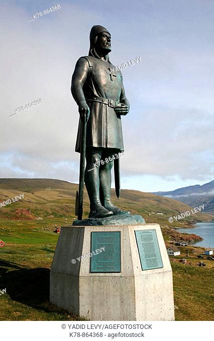 Statue of Leif Eriksson, son of Erik the Red in Qassiarsuk, South Greenland