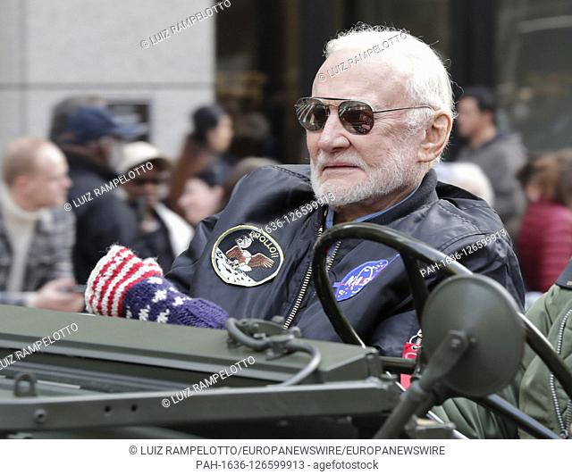 Fifth Avenue, New York, USA, November 11, 2019 - Buzz Aldrin Astronaut of Apollo 11 along with thousands of Veterans, Police