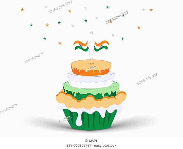 An Indian flag color Ice-cream with Indian Flags. vector illustr