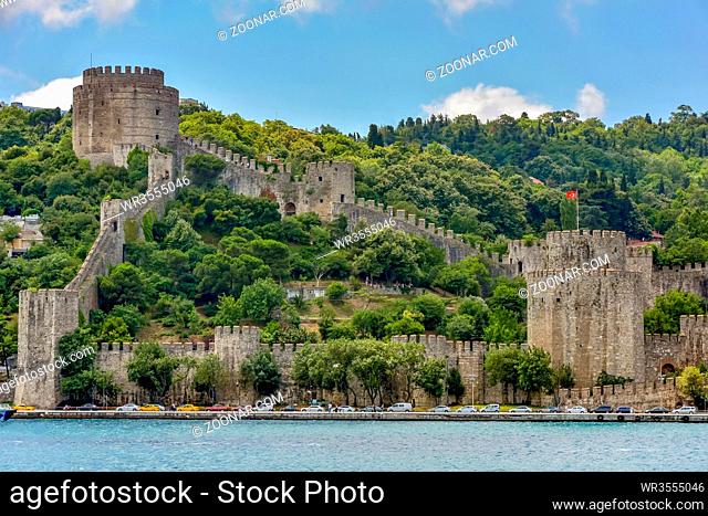 Ancient walls on the Bosphorus at the time of the Crusades in Istanbul used by the Ottoman Empire to defend the city from the attacks