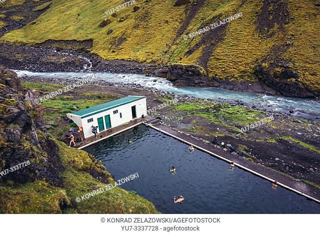 Abandoned Seljvavellir pool in southeast part of Iceland