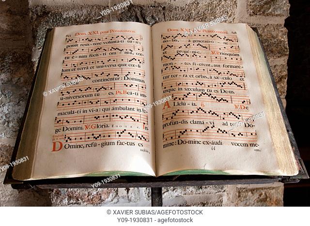 Gregorian chant book, Saint Martin du Canigou, Casteil, Pyrenees-Orientales département, France