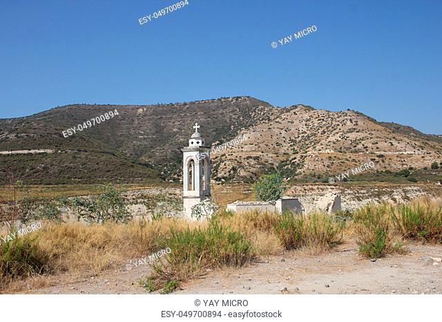 Old ruined Christian Church of stone in the mountains of Cyprus