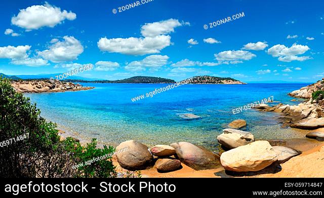 Beautiful summer Aegean Sea coast landscape, Sithonia (near Lagonisi beach), Halkidiki, Greece
