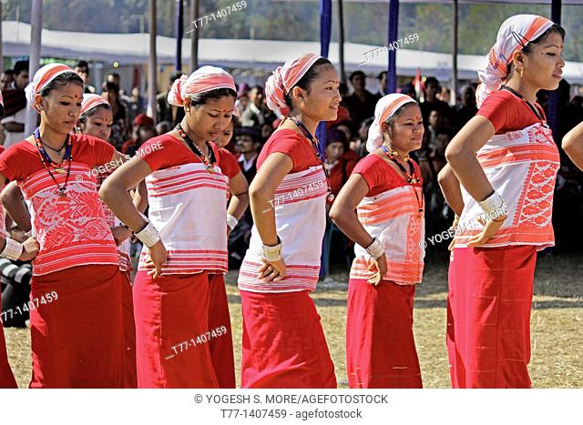 Deori Tribes, Women Performing Dance at Namdapha Eco Cultural Festival, Miao, Arunachal Pradesh, India