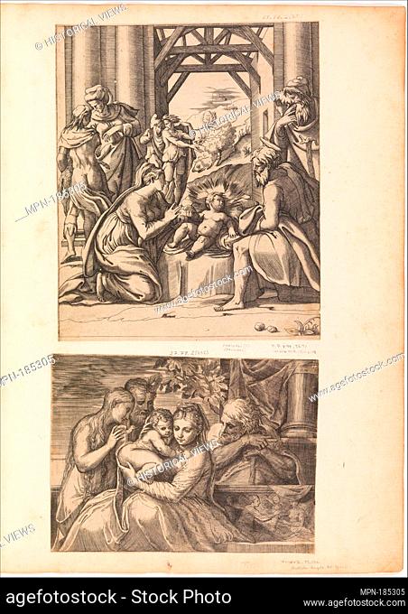 Holy Family. Artist: Etched by Battista Angolo del Moro (Italian, Verona ca. 1515-ca. 1573 Murano); Artist: After Titian (Tiziano Vecellio) (Italian