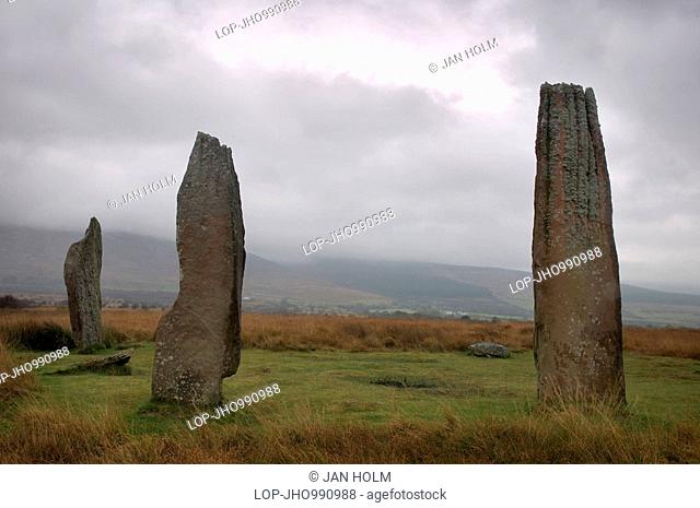 Scotland, North Ayrshire, Machrie Moor, Standing stones dating from around 1800-1600 BC at Machrie Moor on the Isle of Arran
