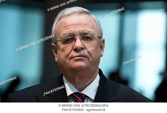 Martin Winterkorn, former chairman of Volkswagen, arrives as witness at the meeting of the emission enquiry committee ('Abgas-Untersuchungsausschuss') of the...