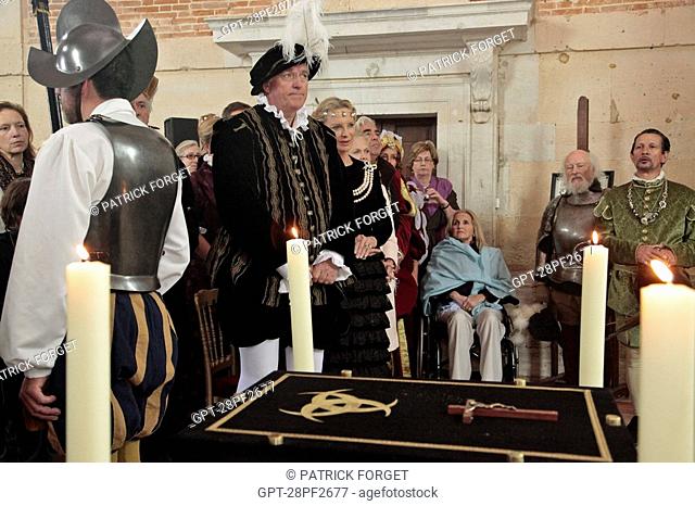 MR DE YTURBE, OWNER OF CHATEAU D'ANET AND HRH THE DUCHESS OF KENT DURING THE FUNERAL SERVICE IN THE FUNERARY CHAPEL, CEREMONY FOR THE RETURN OF THE REMAINS OF...