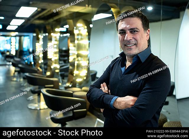 17 February 2021, Berlin: Star hairdresser Shan Rahimkhan stands in his salon on Kurfürstendamm. The rush on the hairdressers should be huge after the opening...