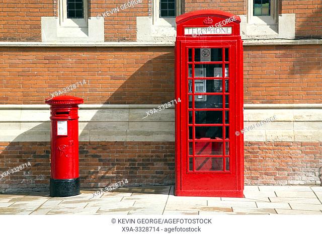 Red Telephone and Post Box, Stratford Upon Avon; England; UK