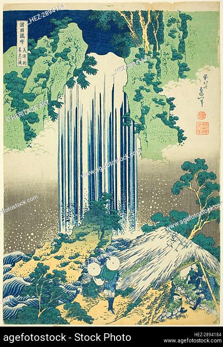 Yoro Waterfall in Mino Province (Mino no kuni Yoro no taki), from the series Tour of.., c. 1833. Creator: Hokusai