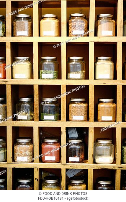 Shelf with Spice Jars