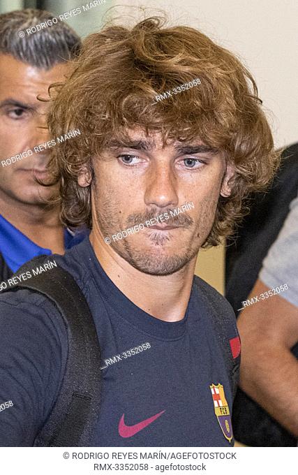 FC Barcelona player Antoine Griezmann arrives at Tokyo International Airport on July 21, 2019, Tokyo, Japan. FC Barcelona team came to Japan to play in the...