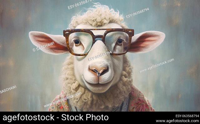 In this captivating photo, a sheep effortlessly rocks a pair of stylish glasses, showcasing its impeccable fashion sense and individuality