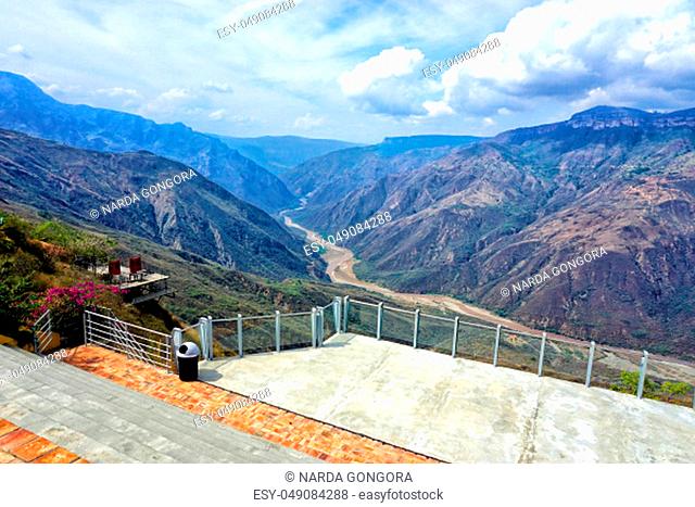 Landscape of Chicamocha canyon from Panachi in Santander, Colombia