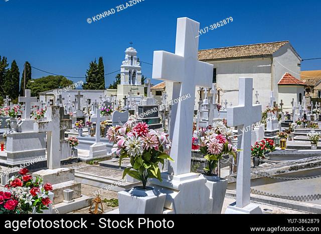 Small cemetery on Analipsi street in Corfu town on Corfu Island in Greece