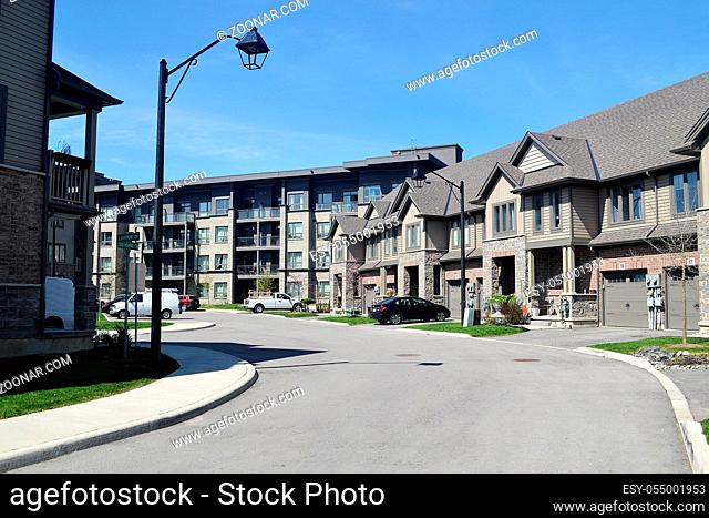 A new beautiful subdivision on the lake Ontario in Hamilton Canada in the spring of 2019 in nice sunshine